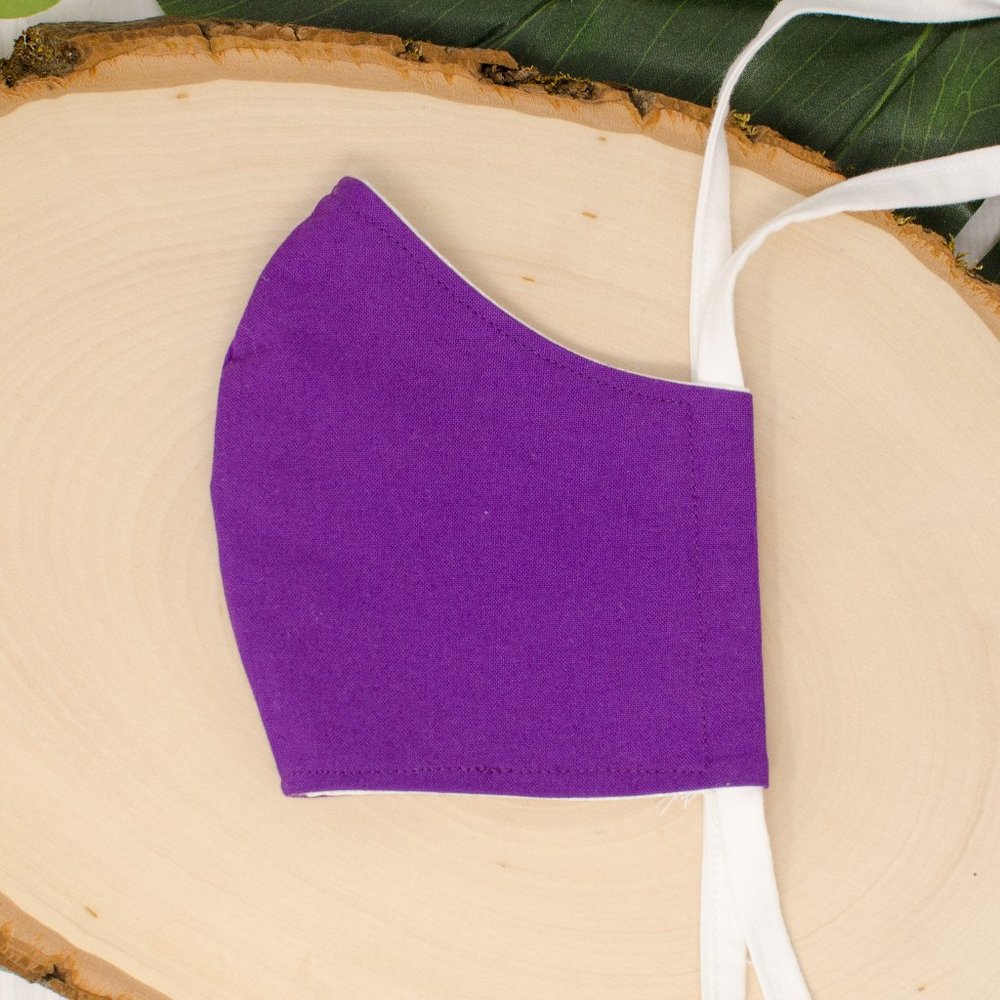 Purple Kids Reusable Cloth Face Mask with Adjustable Ties